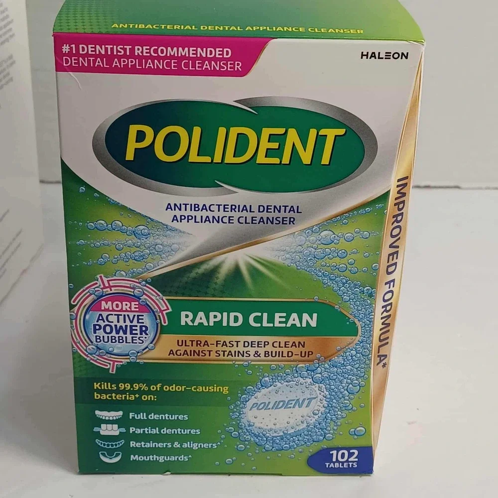 Polident Rapid Clean Antibacterial Dental Appliance Cleanser Tablets 196 Total*‎